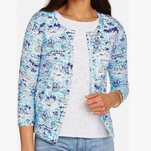Talbots Santorini Soft Knit 3/4 Sleeve Coastal Cardigan 1x